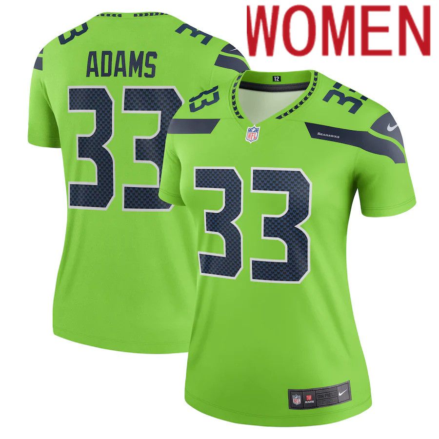 Women Seattle Seahawks #33 Jamal Adams Nike Neon Green Legend NFL Jersey